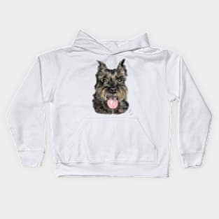 Smiling Brown Schnauzer Dog Kids Hoodie